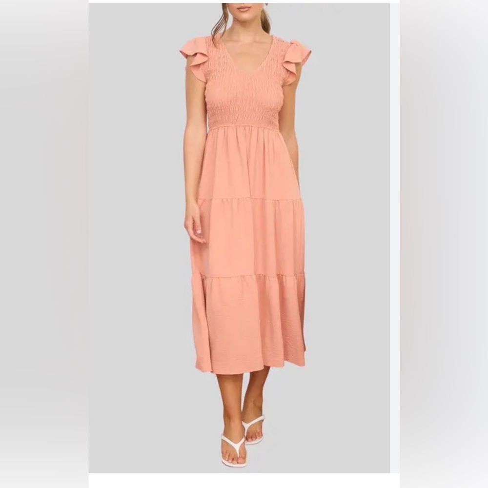 Elegant Orange Midi Dress 
By the River